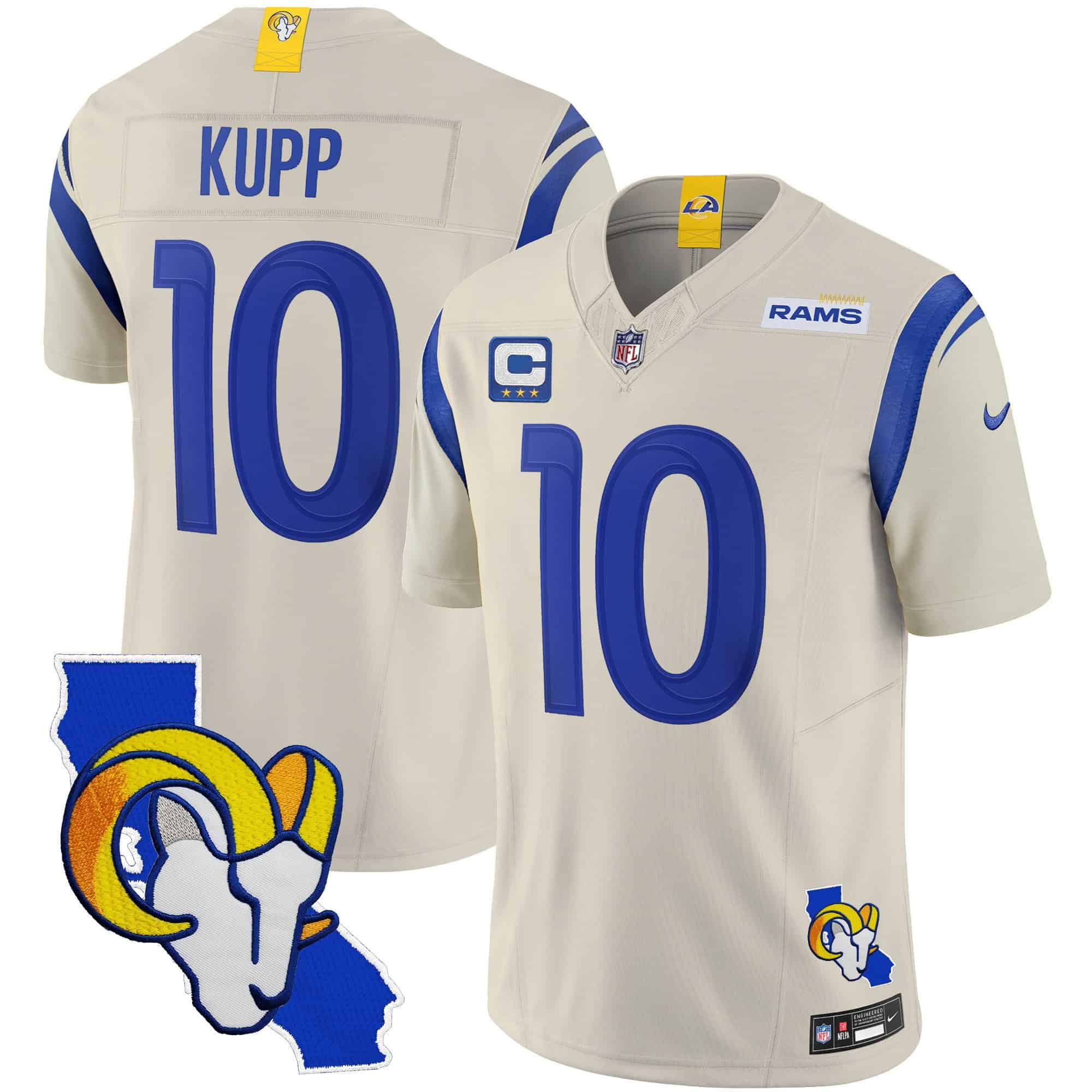 Men Los Angeles Rams #10 Kupp Grey 2024 Nike California Patch Vapor Limited NFL Jersey